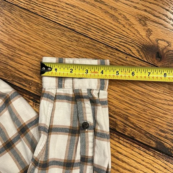 PATAGONIA Cream & Brown Casual Button Down Organic Cotton  Flannel Shirt Size Xl - Picture 7 of 7